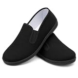 WZNKXFC Kampfsport Stoffschuhe traditionelle chinesische Tai Chi Kung Fu Schuhe Herren und Damen Segeltuchschuhe Black EU Size 43