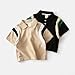 Toddler Boys Color Spelling Polo Tshirts Patchwork Fashion Lapel Undershirt Kids Clothing Casual (Black, 6-7 Years)