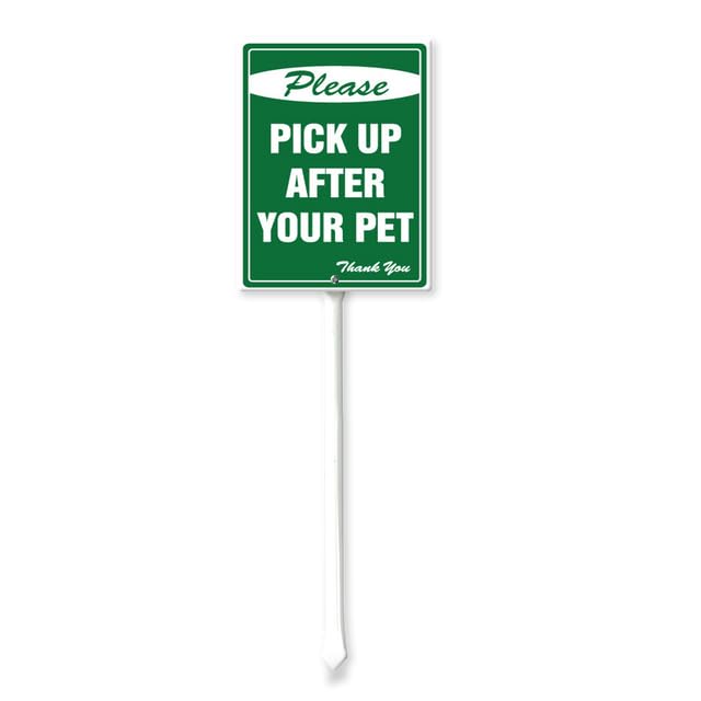 Geroclonup Please Pick Up After Your Pet Sign With Metal Stake,7" x 21.6" Aluminum Yard Sign for Street, Garden Lawn Neighborhoods