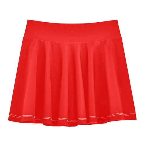 Little Girls Flowy Athletic Skirt with Shorts Tennis Skirts Skort for Cheer Running Red