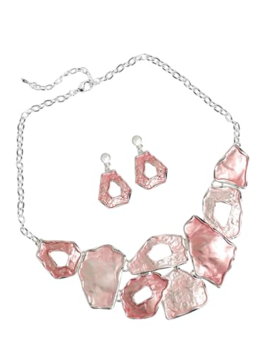 Juego de joyas texturizadas de latón plateado DMZ-1601 talla S para mujer