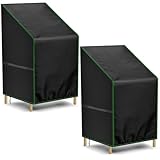 Zocipro 2 Stück Gartenstuhl Abdeckung, 64x64x70/120 cm Gartenstühle Abdeckung, Schutzhülle Gartenstühle Winterfest Abdeckhaube Gartenstuhl Stuhlüberzug UV-Beständig Abdeckhülle für Gartenmöbel
