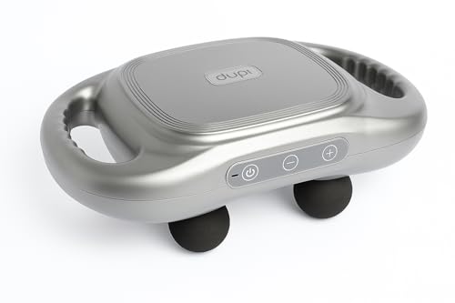 DUPI Pistola de Masaje 6 Cabezas | 20 Niveles de Intensidad | 9 Modos Personalizados | Pantalla LED | Diseño Ergonómico | Gris