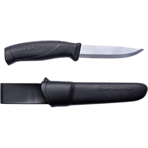 Morakniv Companion Stainless Steel Fixed-Blade Knife with Sheath, 4.1 Inch,Black Cover