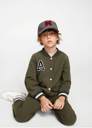 Boys Color Block Button Down Shirt and Jogger Pants Button Up Sweatsuits Sets (Size: 5-12T)4