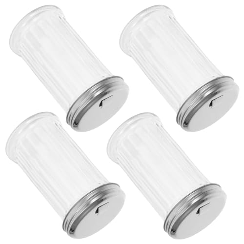 UKCOCO Set de 4 Pimenteros y Saleros de Vidrio Transparente de 330ml con Tapa de Acero Inoxidable, Diseño Ligero y Elegante para Utensilios de Cocina