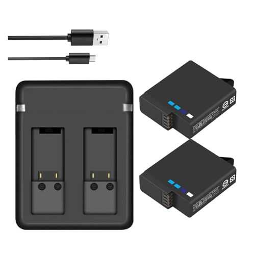 HTHOME Batería de 1680 mAh con Cargador Compatible con GoPro Hero 5, 6 y 7 Black for Accesorios 5, 6 y 7(2BatteryWithCharger)