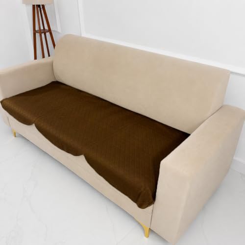 Image of Homerz Premium 'Surya Series' Sofa Cover | Stylish Sofa Protector | Net Fabric | Anti-Stain & Washable Slip Cover Exact Size Antislip (New Jerry Brown, 7 (3+2+2) Seater, Only Seat Cover)