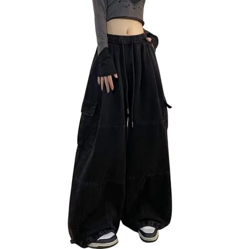 Baggy Cargo Pants for Women Men Y2k Wide Leg Sweatpants High Waisted Drawstring Pants Hip Hop Clothes