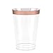 50 Rose Gold Rimmed Clear Hard Plastic Cups | 10 oz. Fancy Disposable Wedding Tumblers for Party & Wedding (50-Pack) by Bloomingoods