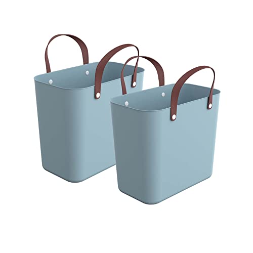 Rotho Albula 2er-Set Einkaufskorb, Kunststoff (PP recycelt), türkis, 2 x 25l, (40 x 23,5 x 34 cm), 2