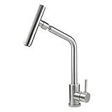 SOLVEX Einhandgriff Küchenspüle Mischbatterie 360° schwenkbar hoher Auslauf, Edelstahl Küchenarmatur mit Zuleitungsschlauch, gebürstetes Nickel, SP-10026