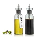 AdHoc AromaPour Lot de 2 flacons d'huile et de vinaigre en verre gris filtré anti-goutte p...