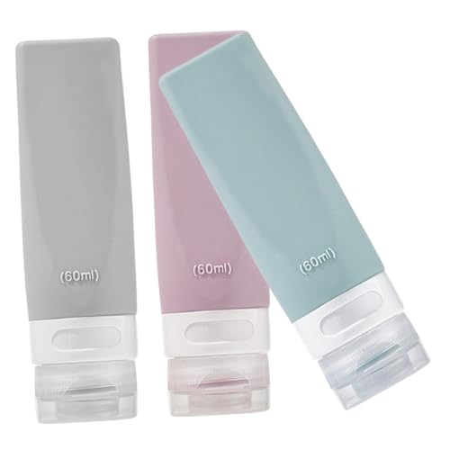 FRCOLOR 3個旅行用の再利用可能な注ボトル 入り シリコン製 スクイーズ式 携帯便利 空の容器 シャンプー ローション トイレタリー液体用