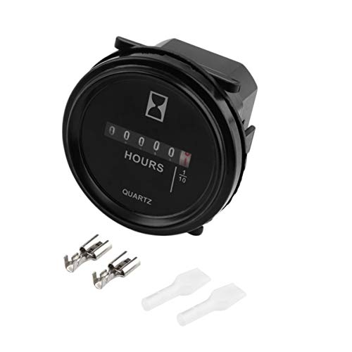 2 Inch Round Hour Meter Hourmeter Cart Marine Boat Generator Engine 1075Hz 0.3W 6-80Vvolt DC Black