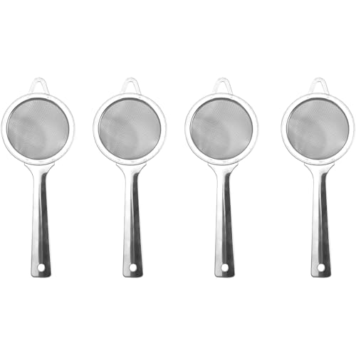 4pcs Small Sieve Mini Sieve Fine Mesh Strainer for Loose, Spices,Kitchen Sifter, Easy to Clean
