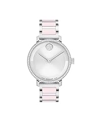 Stainless Steel - Blush Ceramic - Crystal Set Bezel, Crown and Dot