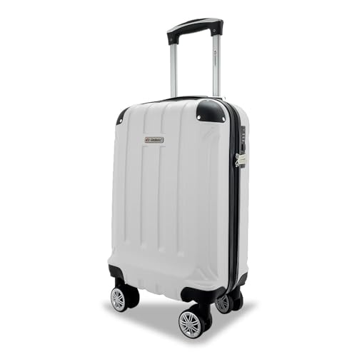 Mala de Bordo em ABS Rígida para Viagem Cadeado Integrado Rodas 360º Resistente (Branco A5MB)