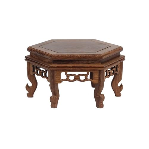 Base de bonsaï support présentation bureau en bois sculpté hexagonal