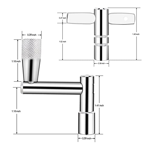 Soulmate Drum Keys 3-Pack Drum Tuner Drum Tuning Key With Continuous Motion Speed Key Percussion Hardware Tool With Hole, Universal Drum Key (Chrome-Plated Steel) #TOP2