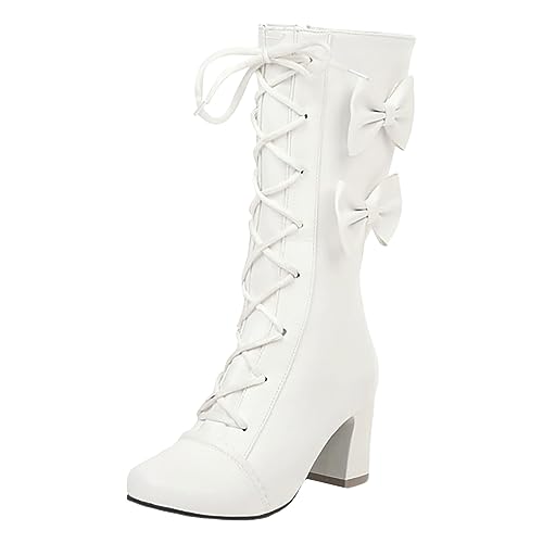 Bottes roses à talon chunky style coréen pour femmes