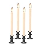 Plow & Hearth Adjustable Window Candle with Timer, Set of 4, Battery-Operated, Traditional-Style with Modern Convenience, Remote Control, Soft Glow, Twinkle Setting, 2" Dia. x 8½" or 11" H (Onyx) -  Plow and Hearth