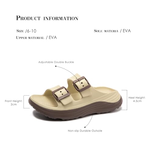 Image of FUNKYMONKEY Plantar Fasciitis Recovery Sandals for Women with Arch Support | Adjustable Double Buckle, Lightweight EVA, Cushioned Footbed, Non-Slip, Indoor Outdoor Use, Summer Beach House Shoes