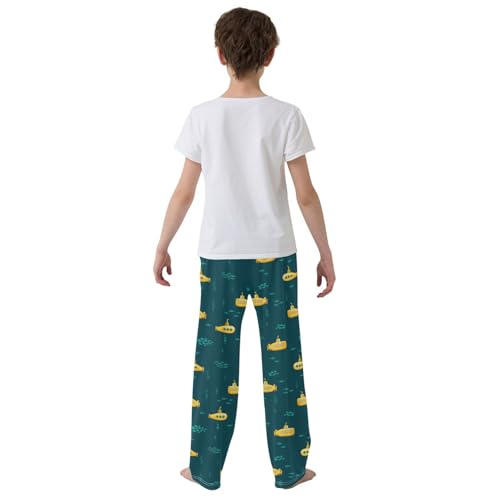 ZZXXB Submarine and Fish Boys Long Pants Soft Trousers Elastic Waist Kids Lounge Bottoms with Pockets S-XL3