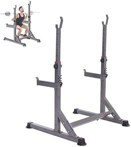 Adjustable Squat Rack Barbell Free Bench Press Barbell Rack/Max.Load 250 Kg, Adjustable Squat Stands Power Weight Bench Support for Barbell Olympic Barbell Free