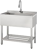 TRINITY Stainless Steel Freestanding Single Bowl Utility Sink for Garage,...