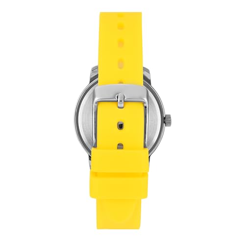 Image of Helix by Timex Analog Watch for Women with Silver Round Dial & Yellow Silicone Strap Band Water Resistant Women's Wrist Watches - TW048HL13