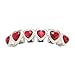 Enamel Shape Hip Hop Mouth Red Heart Teeth Grillz–18K Gold Plated & Silver, Fashion Accessory for Parties, Streetwear Cosplay(Silver,Set)