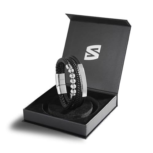 Image of SERASAR Premium Leather Bracelet Men | Stainless Steel Magnetic Clasp | Three Colors | Jewelry Box Included