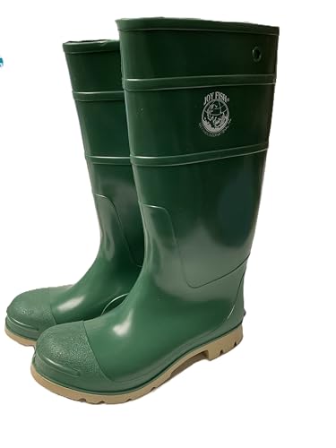 Joy Fish Green Rain boots, Rubber boots commercail grade heavy duty for fishing, construction and general works.(9)3