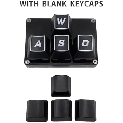 BTXETUEL Mini 4-Key Keypad WASD Arrow Key Keycaps Keyboard One-Handed Mechanical Gaming Keypad Programmable USB-C Customized Keyboard for Working or Gaming (Black, WASD Keycaps)