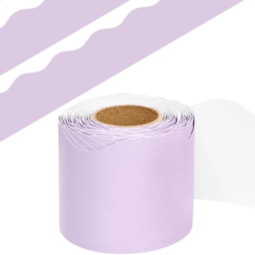Fancy Land Lavender Bulletin Board Border Light Purple Scalloped Border Trim for Classroom 52ft One Roll