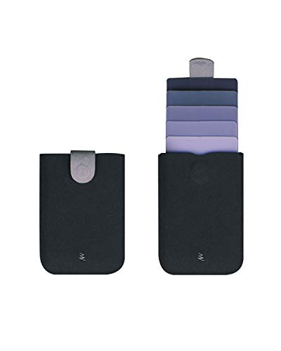 Allocacoc DesignNest DAX wallet, Slim Flat Cascading pull-tab, Hold up to 6 cards, Minimalist, Card Cash holder, Gift Women Men Black Grey