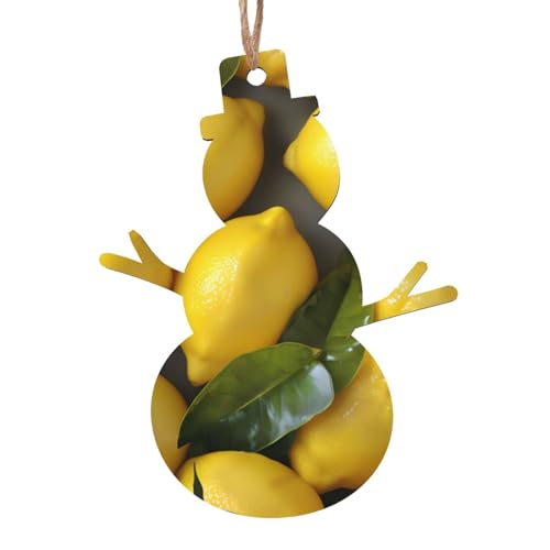 Decorazione da appendere all'albero di Natale con stampa di limoni freschi, 6 pezzi, in legno, angelo, campana, albero, pupazzo di neve, per installazione natalizia
