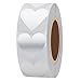 Hybsk Silver Heart Stickers 30mm Adhesive Labels 500 Per Roll (1 Roll)