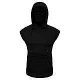 Estilo: Casual, Deporte. Hong Yi Fei-Shop Tops Tanks Musse Muscle Hoodie Top Tees Bodybuilding Gimnasio Entrenamiento Vestido sin Mangas Ninja Uniform Face Funda Dos Piezas Camisas Hombres (Color : Black, Size : XXX-Large)