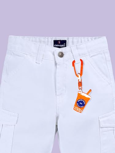 Image of KiddoPanti Boys Knee Length Cargo Denim Shorts with Flap Pockets & Button Closure Casual Wear