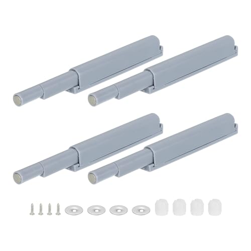 QUARKZMAN Amortisseur Porte Placard à Fermeture Douce, 4 Ensemble Push to Open Amortisseur de Porte d'Armoire Magnétique Ouvre-Porte, pour Portes d'Armoires Cuisine Garde-Robe, Gris