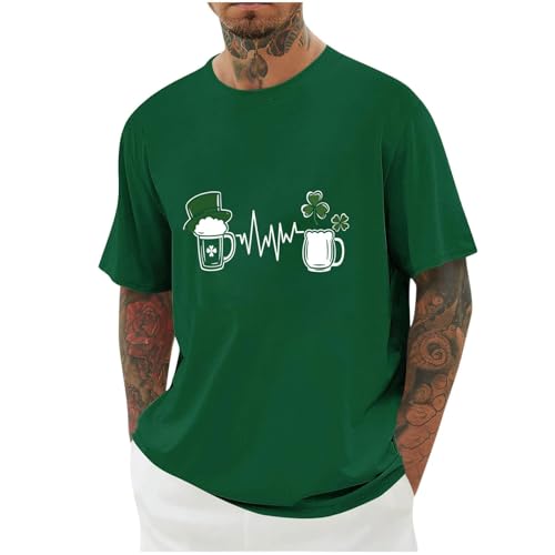 T-shirt de la Saint Patrick pour tous : chemise confortable et légèrement cintrée pour la fête décontractée de la Saint Patrick - Matière respirante., Vert foncé., XL