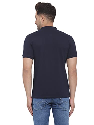 Image of Style Quotient Men Beige Solid Mandarin Collar T-Shirt