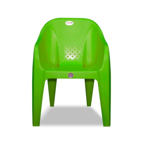 Image of Plastic Arm Chair for Home, Garden, Office, Living Room, Cafeteria Plastic Outdoor Chair | 1 Year Warranty | Color - Green | Set of 6