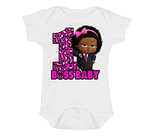 Boss Girl 1st Birthday Tutu Outfit For One Year Old Baby Girl 1 - Leopard Print and Pink2