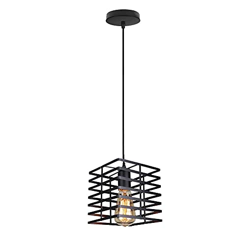 Lámpara colgante de techo pequeña vintage industrial de hierro negro con casquillo E27