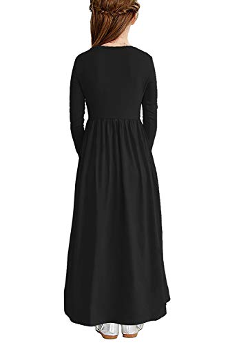 Image of storeofbaby Girls Floral /Solid Maxi Dress Floor Length with Pockets Casual