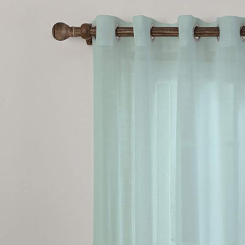 Rideaux voile transparents 140x160 ensemble de 2 pièces vert - 5
