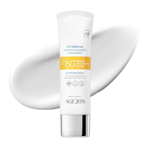 AGE20'S UV Defense Hydro Calming Sunscreen SPF 60+ | Korean Sunscreen | Moisturizing Creamy Formula, No White Cast, Lightweight Finish | Green Tea + Aloe Vera | Dermatest Excellent | 1.69 fl.oz*1 Cover